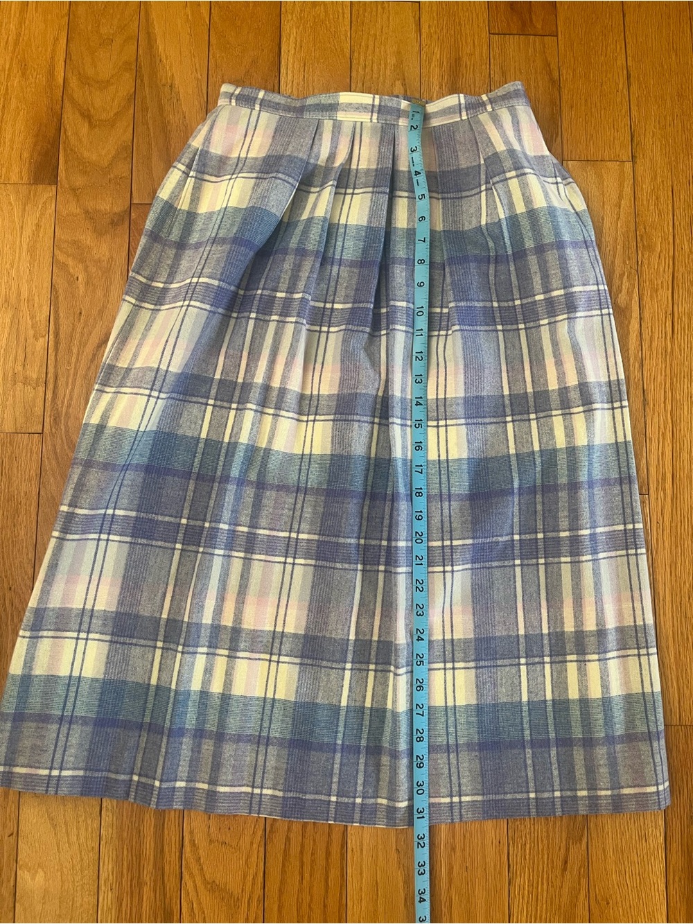 Vintage- Pendleton Blue Plaid Pleated Midi Skirt